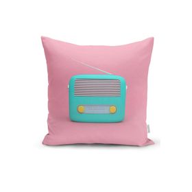 RealHomes K3018 Nostaljik Radyo Temalı Dijital Baskılı Kırlent Kılıfı