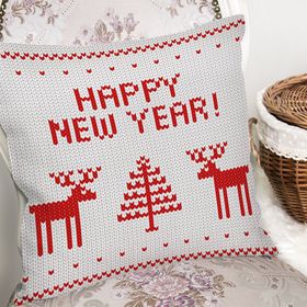 RealHomes K3028 Happy New Year Temalı Dijital Baskılı Dekoratif Kırlent Kılıfı