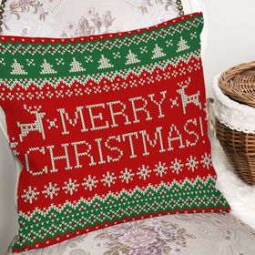 RealHomes K3034 Merry Christmas Motifli Dijital Baskılı Kırlent Kılıfı