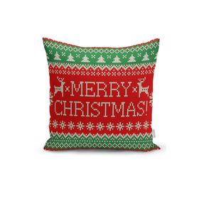 RealHomes K3034 Merry Christmas Motifli Dijital Baskılı Kırlent Kılıfı