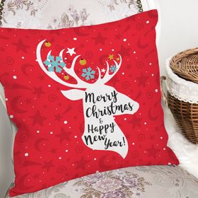 RealHomes K3055 Merry Christmas Geyik Desenli Dekoratif Kırlent Kılıfı