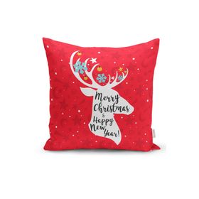 RealHomes K3055 Merry Christmas Geyik Desenli Dekoratif Kırlent Kılıfı