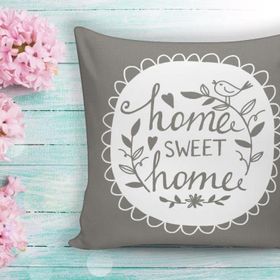 RealHomes K307 Home Sweet Home Dijital Baskılı Dekoratif Kırlent Kılıfı