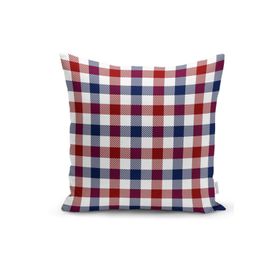 RealHomes K3082 Bordo Lacivert Ekose Desenli Dekoratif Kırlent Kılıfı
