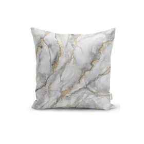 RealHomes K3136 Modern Mermer Desenli Dijital Baskılı Kırlent Kılıfı