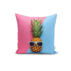 RealHomes K3175 Mavi Pembe Ananas Desenli Modern Kırlent Kılıfı
