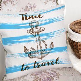 RealHomes K3208 Time to Travel Denizci Desenli Modern Kırlent Kılıfı