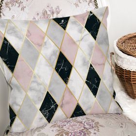 RealHomes K3225 Mermer Zeminli Baklava Desenli Özel Tasarım Kırlent Kılıfı