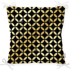 RealHomes K3256 Siyah Zeminde Gold Geometrik Desenli Dekoratif Kırlent Kılıfı