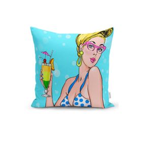 RealHomes K3270 Pop Art Girl Özel Tasarım Dekoratif Kırlent Kılıfı