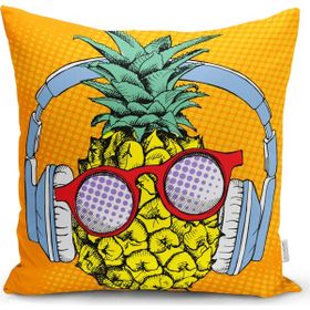 RealHomes K3271 Turuncu Zeminde Summer Ananas Tasarımlı Kırlent Kılıfı