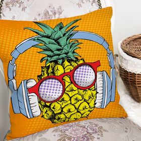RealHomes K3271 Turuncu Zeminde Summer Ananas Tasarımlı Kırlent Kılıfı