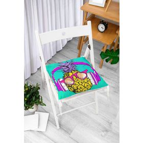 RealHomes K3273 Mavi Zeminde Ananas Desenli Dijital Baskılı Kırlent Kılıfı