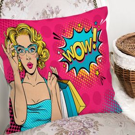RealHomes K3278 Pempe Pop Art Wow Tasarımlı Dekoratif Kırlent Kılıfı