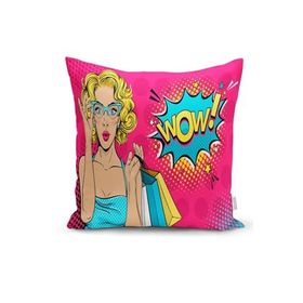 RealHomes K3278 Pempe Pop Art Wow Tasarımlı Dekoratif Kırlent Kılıfı