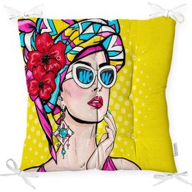 RealHomes K3292 Sarı Zeminli Summer Popart Tasarımlı Dekoratif Kırlent Kılıfı