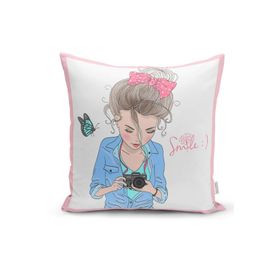 RealHomes K3293 Özel Tasarım Smile Take Up Desenli Dekoratif Kırlent Kılıfı