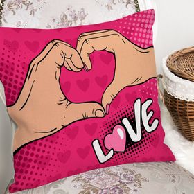 RealHomes K3299 Pembe Love Popart Tasarımlı Dijital Baskılı Kırlent Kılıfı