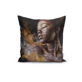 RealHomes K3338 African Woman Etnik Desenli Dijital Baskılı Kırlent Kılıfı