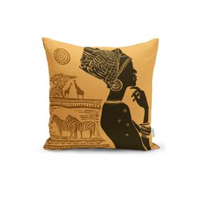 RealHomes K3347 African Etnik Tasarım Dijital Baskılı Dekoratif Kırlent Kılıfı
