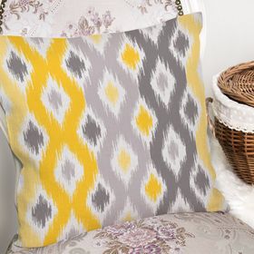 RealHomes K3374 Sarı Gri Zigzag Desenli Modern Tasarımlı Dekoratif Kırlent Kılıfı
