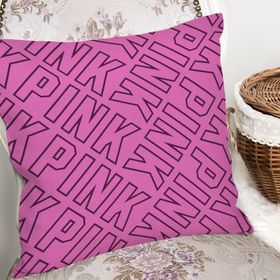 RealHomes K3381 Pembe Zeminli Pink Yazılı Dekoratif Kırlent Kılıfı