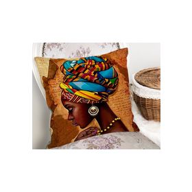 RealHomes K3402 African Woman Çizimli Dijital Baskılı Modern Kırlent Kılıfı