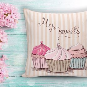 RealHomes K503 Cup Cake Dijital Baskılı Modern Kırlent Kılıfı