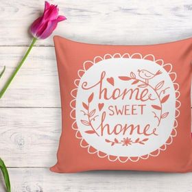 RealHomes K509 Home Sweet Home Dijital Baskılı Dekoratif Kırlent Kılıfı