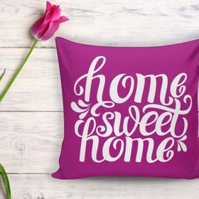 RealHomes K518 Home Sweet Home Dijital Baskılı Dekoratif Kırlent Kılıfı