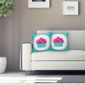 RealHomes K54 Cup Cake Desenli Dijital Baskılı Dekoratif Kırlent Kılıfı