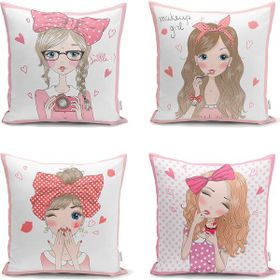 RealHomes K714 Fashion Girl Dijital Baskılı Modern Yastık Kırlent Kılıfı
