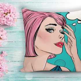 RealHomes K722 Fashion Girl Dijital Baskılı Modern Kırlent Kılıfı