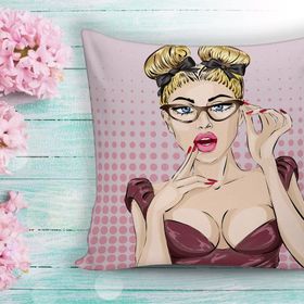 RealHomes K726 Fashion Girl Dijital Baskılı Modern Kırlent Kılıfı