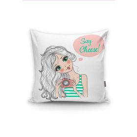 RealHomes K727 Fashion Girl Dijital Baskılı Modern Yastık Kırlent Kılıfı