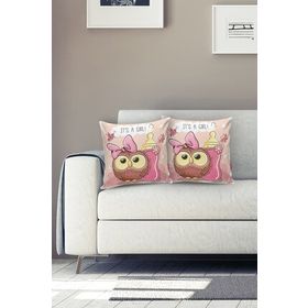 RealHomes K827 Sevimli Baykuş Dijital Baskılı Yastık Kırlent Kılıfı