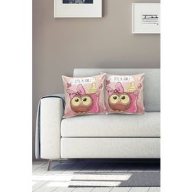 RealHomes K827 Sevimli Baykuş Dijital Baskılı Yastık Kırlent Kılıfı