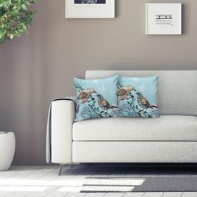 RealHomes K95 Mavi Kuş Desenli Dijital Baskılı Dekoratif Kırlent Kılıfı