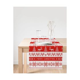 Realhomes Kanaviçe Christmas Tasarımlı Dijital Baskılı Modern Süet Runner