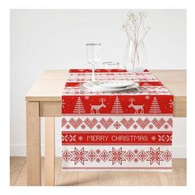 Realhomes Kanaviçe Christmas Tasarımlı Dijital Baskılı Modern Süet Runner