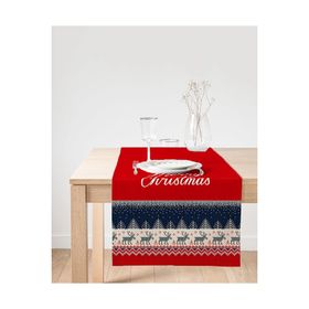 Realhomes Kanaviçe Desende Christmas Teması Dijital Baskılı Özel Tasarım Süet Runner