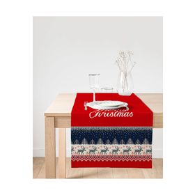 Realhomes Kanaviçe Desende Christmas Teması Dijital Baskılı Özel Tasarım Süet Runner