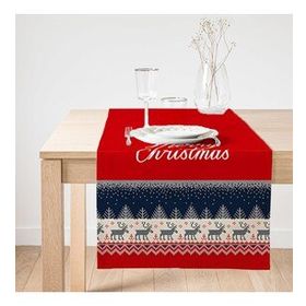 Realhomes Kanaviçe Desende Christmas Teması Dijital Baskılı Özel Tasarım Süet Runner