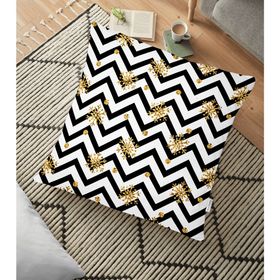 RealHomes Kar Tanesi Motifli Zigzag Temalı Dijital Baskılı 70x70 cm Yer Minderi