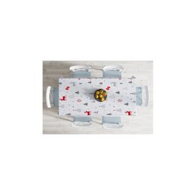 RealHomes Kırmızı Geyikler Ve Ağaçlar Yılbaşı Konseptli Dijital Baskılı Leke Tutmaz 120x140 cm Masa Örtüsü