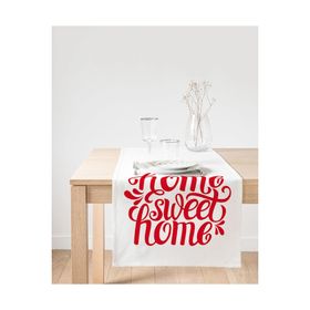 Realhomes Kırmızı Home Sweet Home Dijital Baskılı Modern Süet Runner