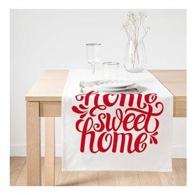 Realhomes Kırmızı Home Sweet Home Dijital Baskılı Modern Süet Runner
