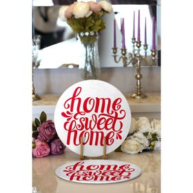 RealHomes Kırmızı Home Sweet Home Dijital Modern 2 1 Yuvarlak Servis Altlığı Supla