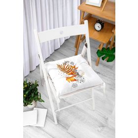 RealHomes Kuru Yaprak Desenli Modern Dekoratif Pofidik Sandalye Minderi