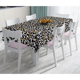 RealHomes Leopar Desenli Altın Detaylı Özel Tasarım Modern Leke Tutmaz 120x140 cm Masa Örtüsü